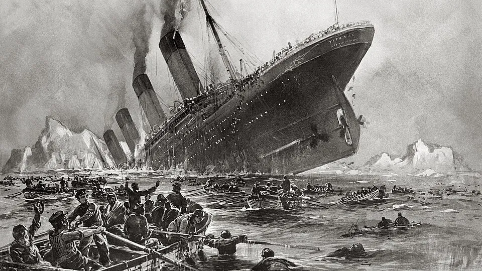 Painting of Titanic sinking by Willie Stöwer
